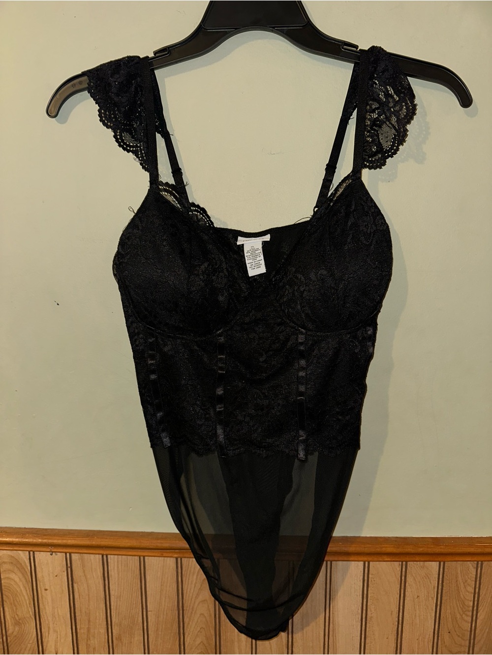 Rue21 Black Lace Bustier Bodysuit with Sheer Skirt